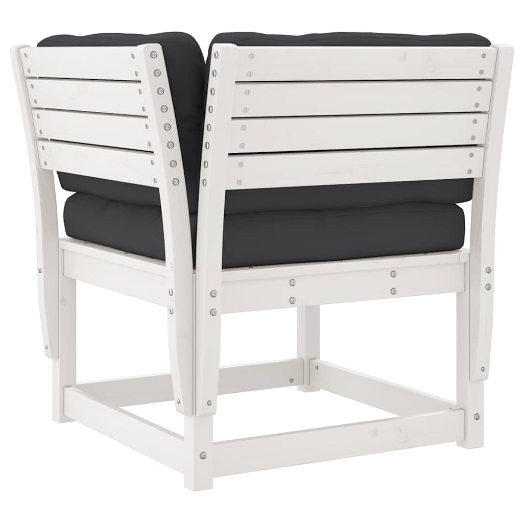 4 Piece Garden Lounge Set with Cushions White Solid Wood Pine