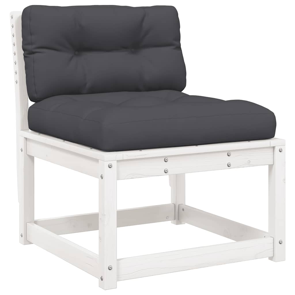 4 Piece Garden Lounge Set with Cushions White Solid Wood Pine