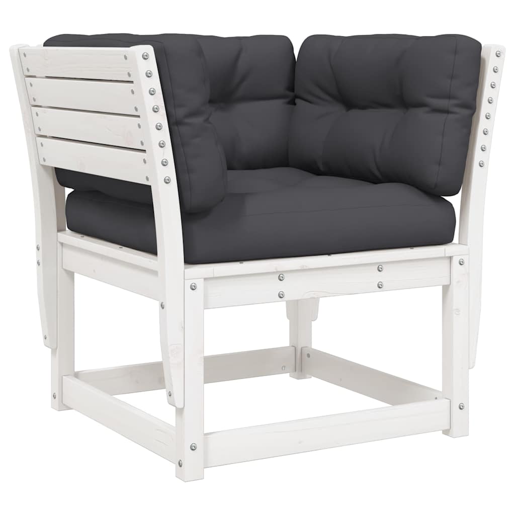 5 Piece Garden Lounge Set with Cushions White Solid Wood Pine