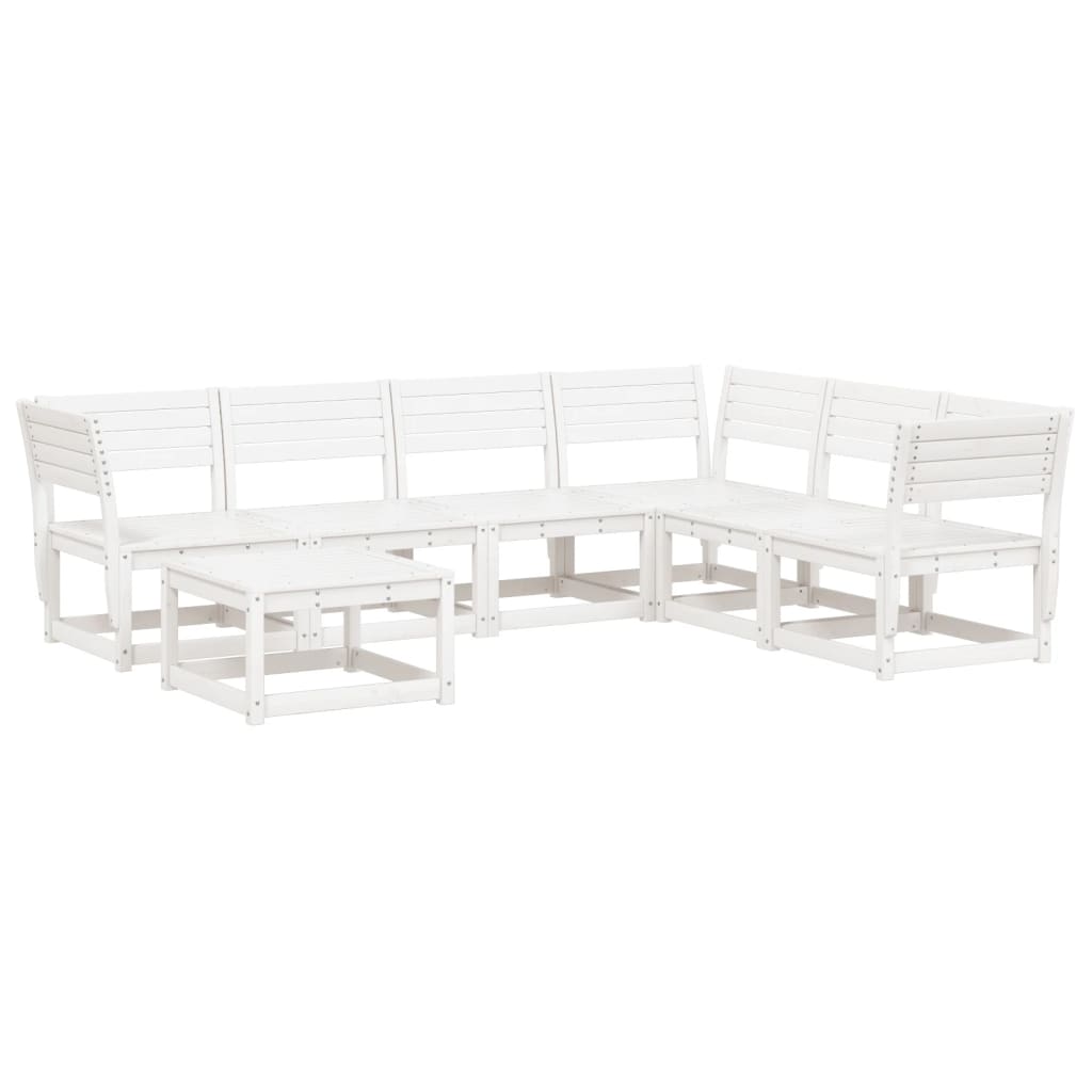 Garden Lounge Set | White | Solid pine wood | 7 Piece Set | Modular