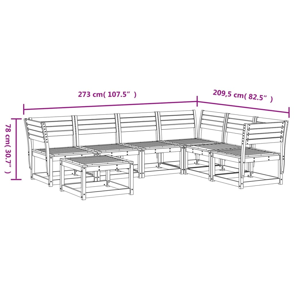 Garden Lounge Set | Wax brown | Solid pine wood | Large | Modular