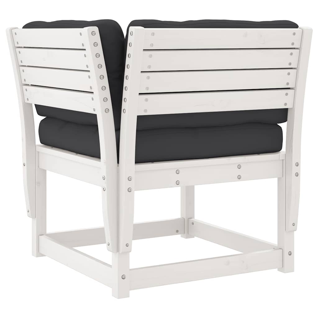 7 Piece Garden Lounge Set with Cushions White Solid Wood Pine