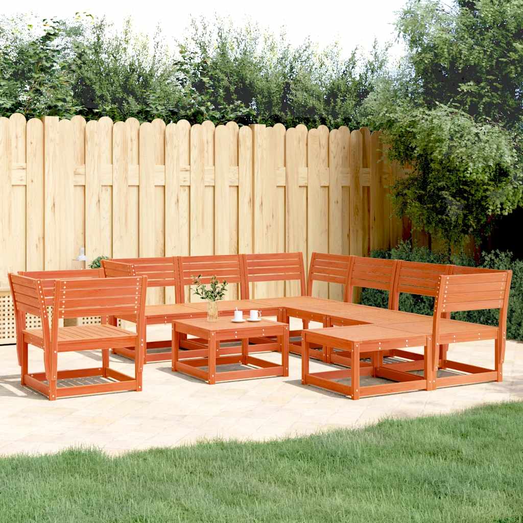 Garden Lounge Set | Wax Brown | Solid Pine Wood | 8 Piece Set | Modular