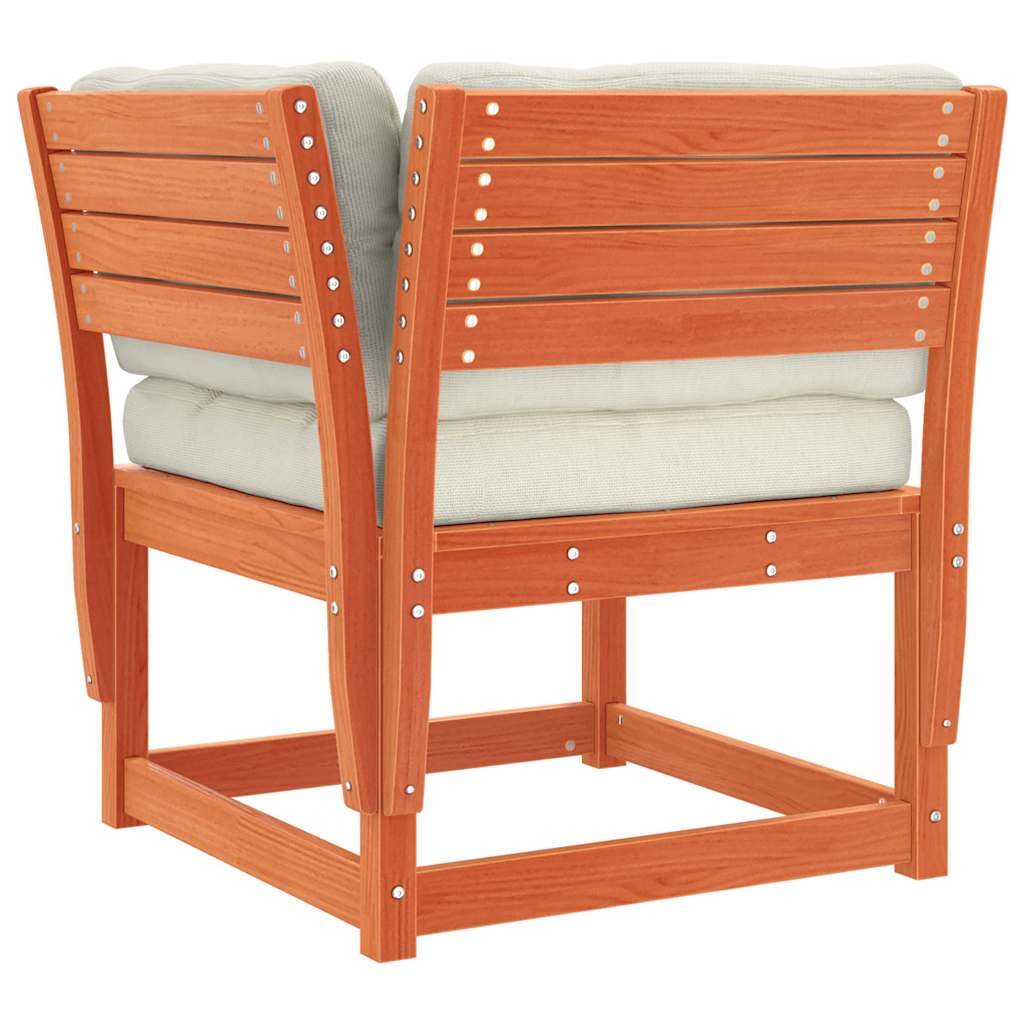 8 Piece Garden Lounge Set with Cushions Wax Brown Solid Wood Pine