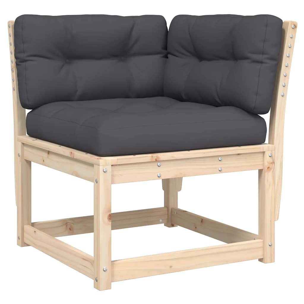 5 Piece Garden Sofa Set with Cushions Solid Wood Pine