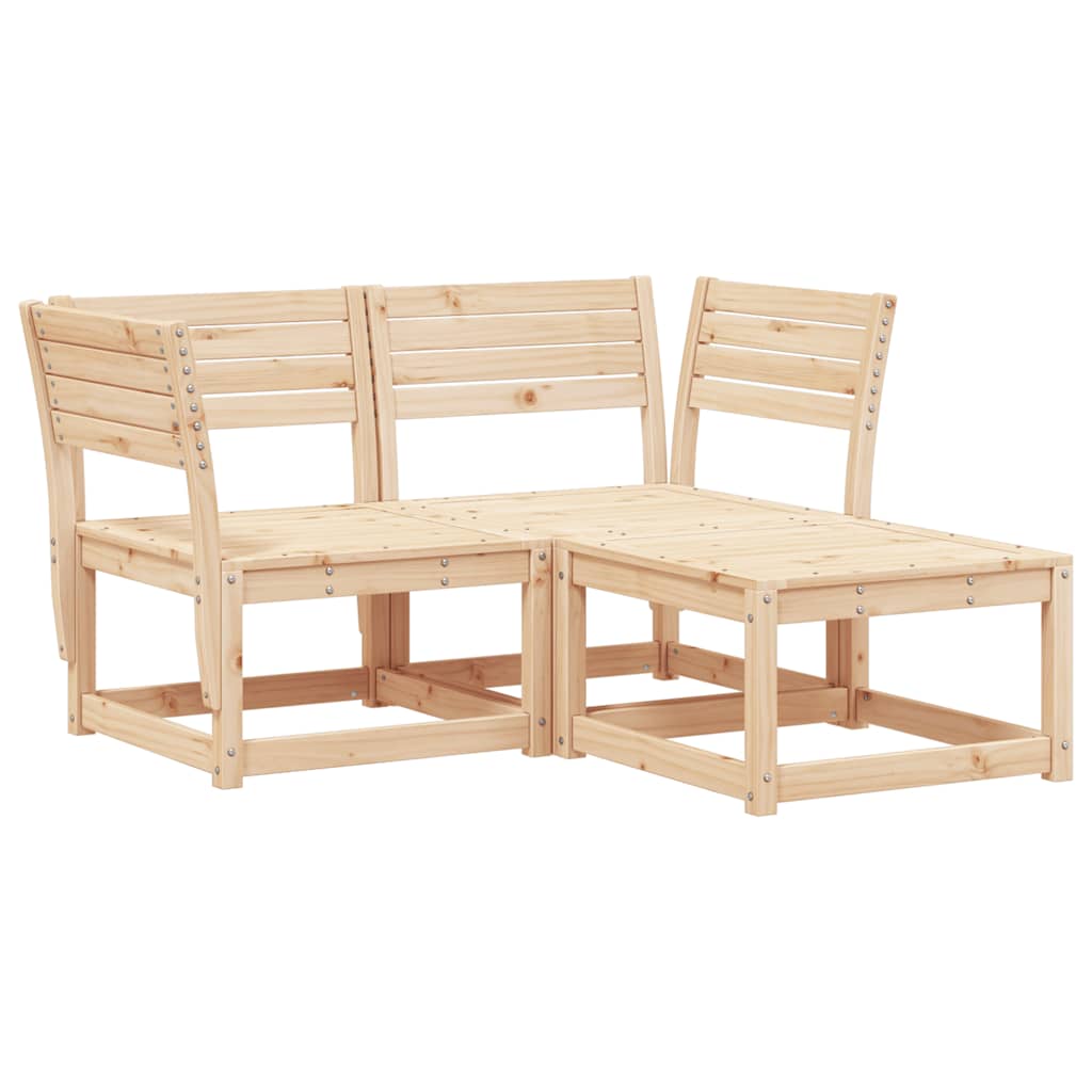 3 Piece Garden Sofa Set Solid Wood Pine