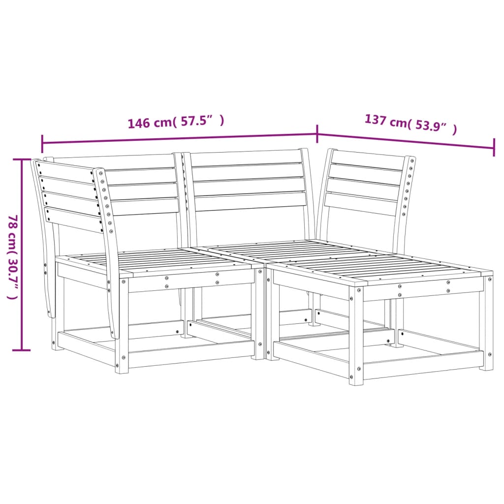 Garden Sofa Set | Wax brown | Solid pine wood | 67 x 67 x 78 cm | Modular