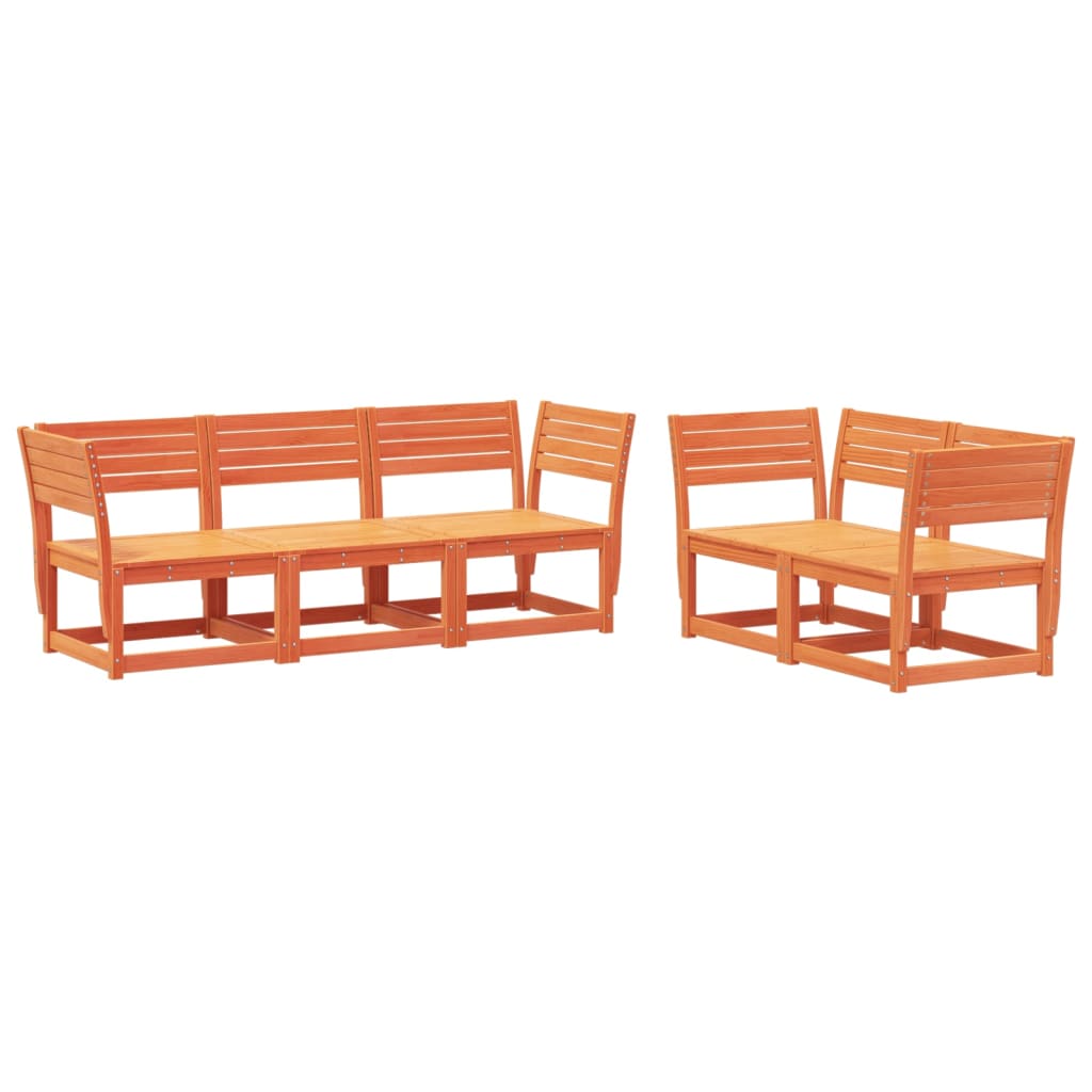 vidaXL 5 Piece Garden Sofa Set Wax Brown Solid Wood Pine