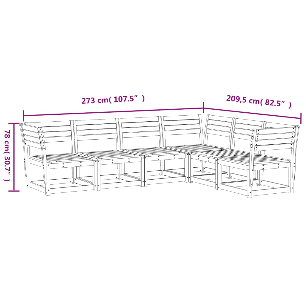 Garden Sofa Set | Wax brown | Solid pine wood | Regular | Modular