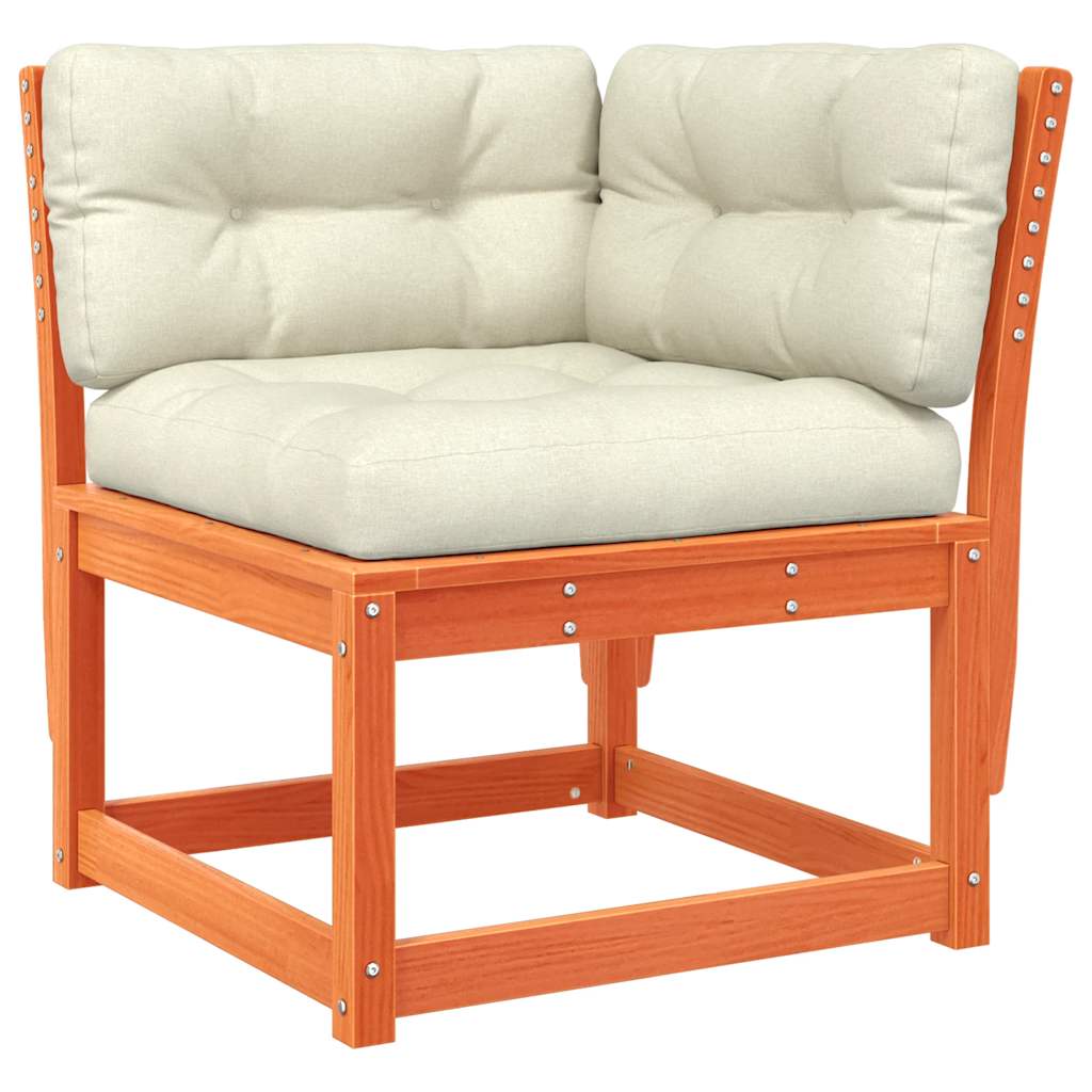 6 Piece Garden Sofa Set with Cushions Wax Brown Solid Wood Pine