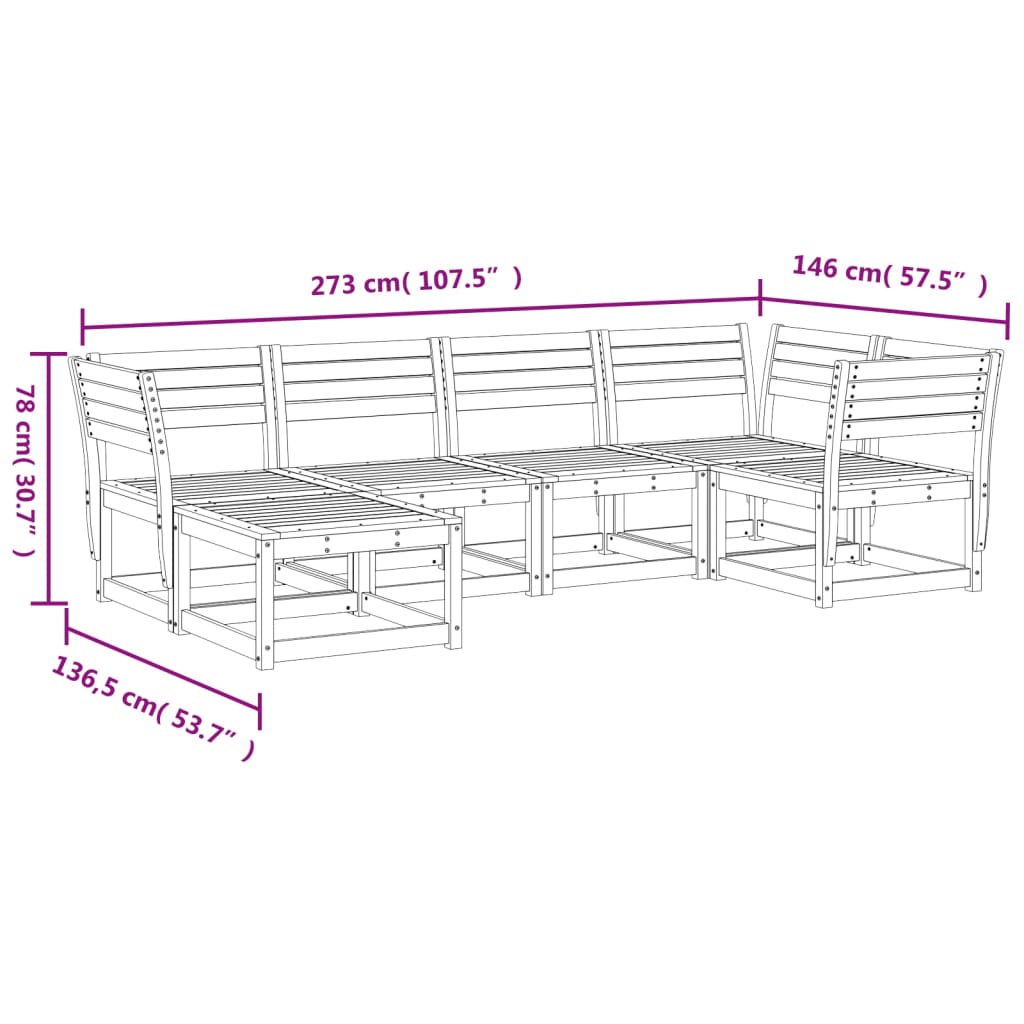 Garden Sofa Set | White | Solid Pine Wood | Large |  Modular