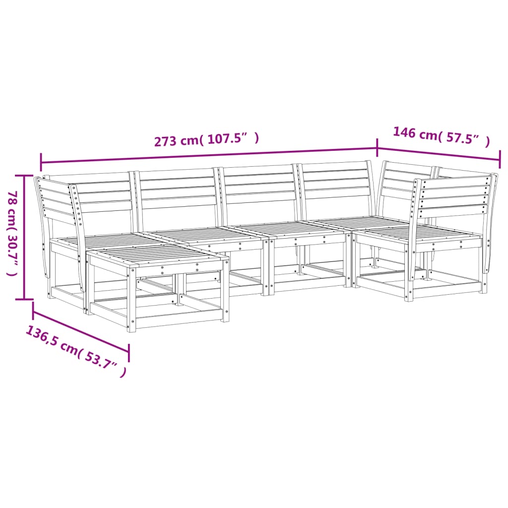 Garden Sofa Set | Wax brown | Solid pine wood | Large | Modular
