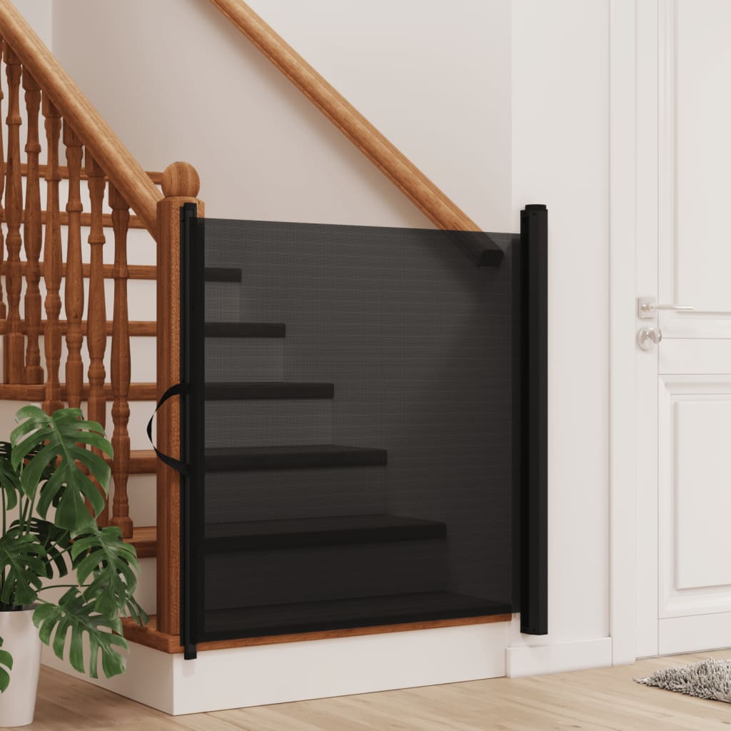 vidaXL Retractable Pet Gate Black 102.5x125 cm