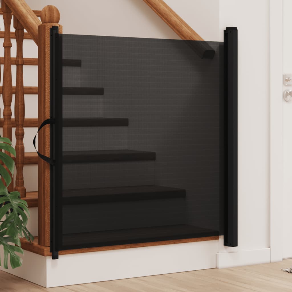 vidaXL Retractable Pet Gate Black 117.5x125 cm