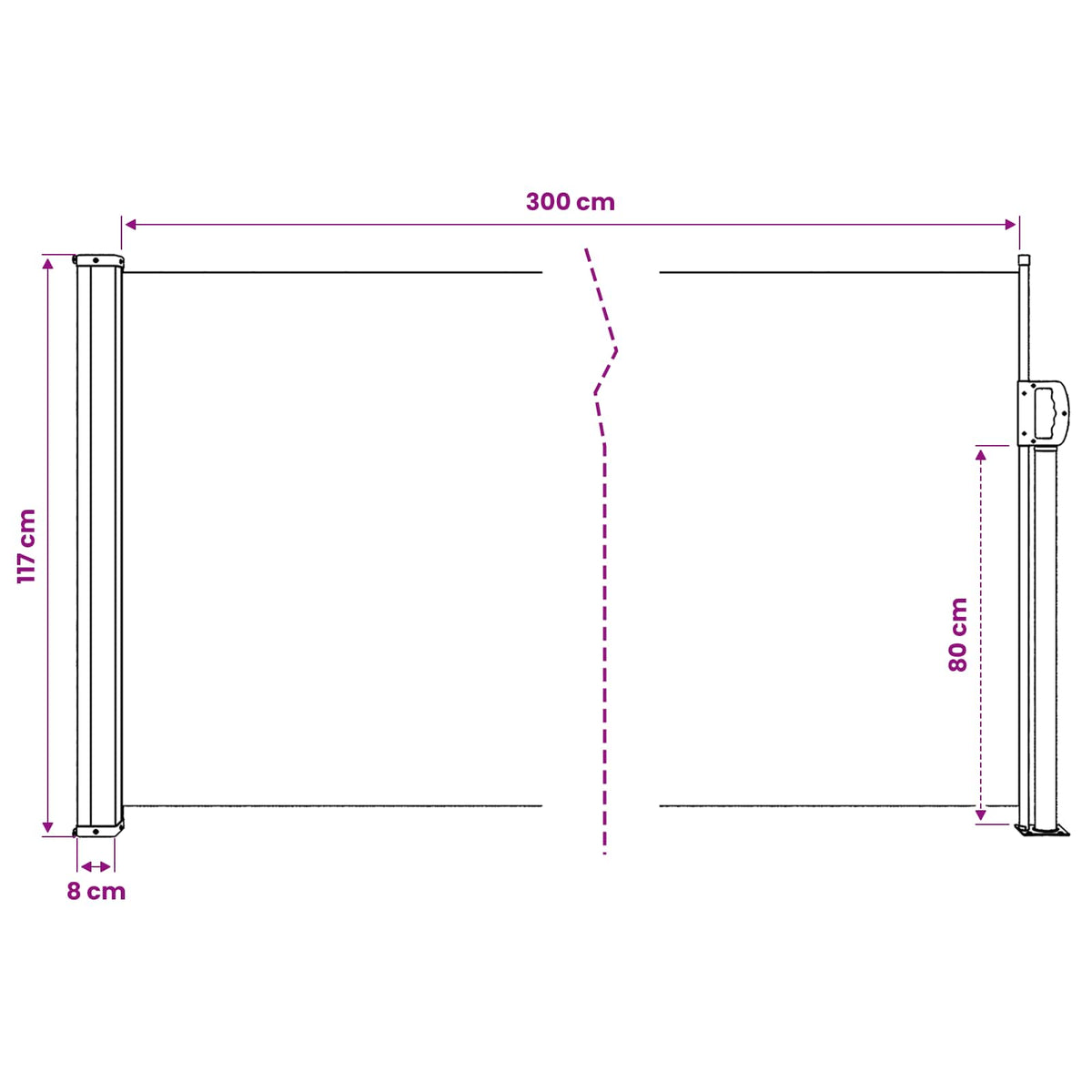 Retractable Side Awning White 117x300 cm