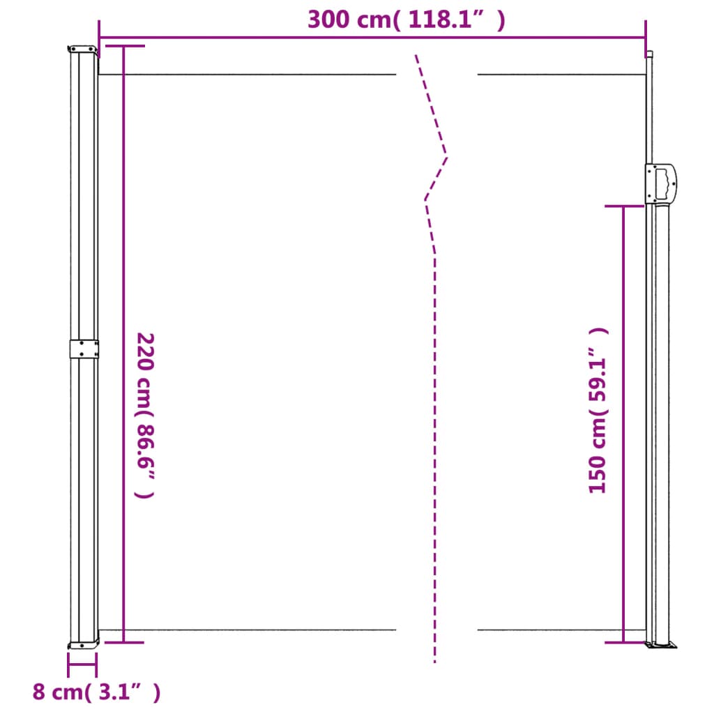 vidaXL Retractable Side Awning Red 220x300 cm