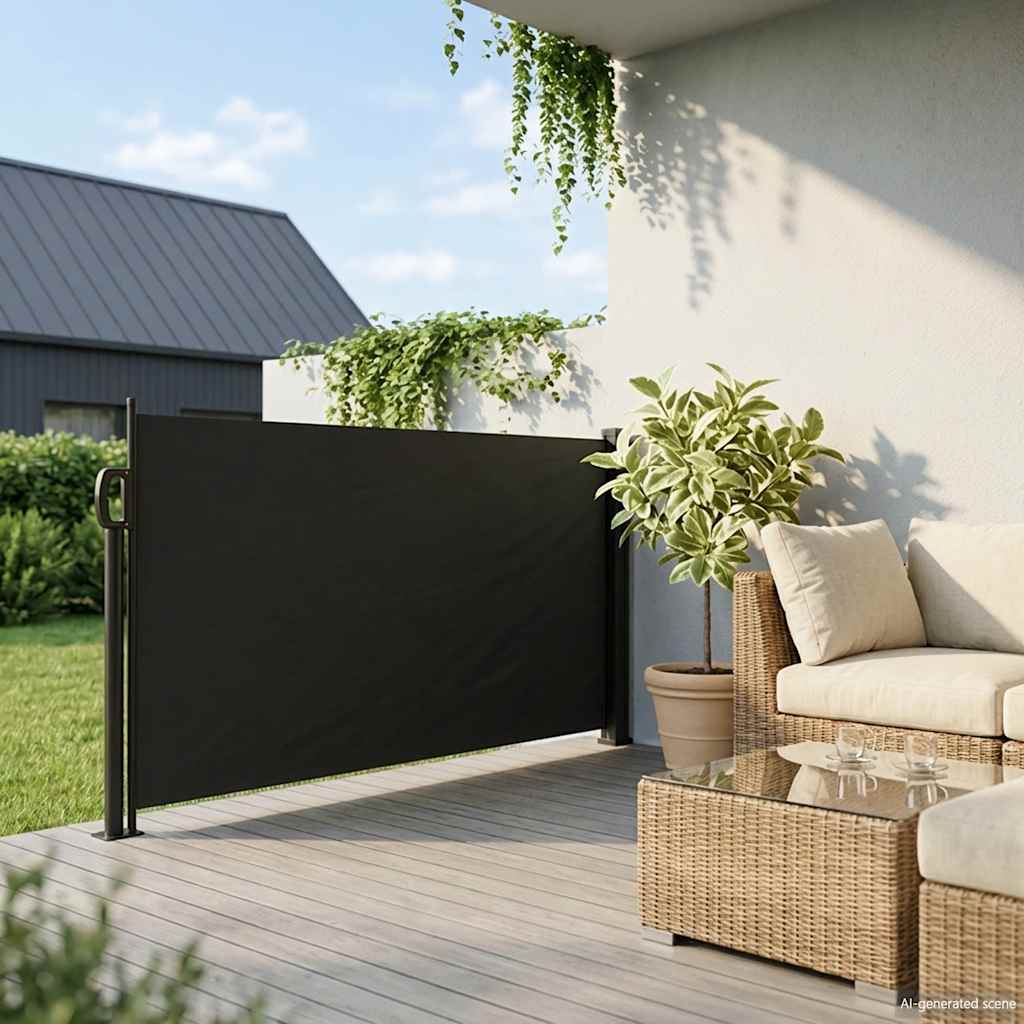 Retractable Side Awning Black 100x500 cm