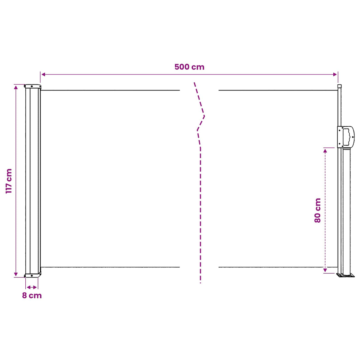 Retractable Side Awning Brown 120x500 cm