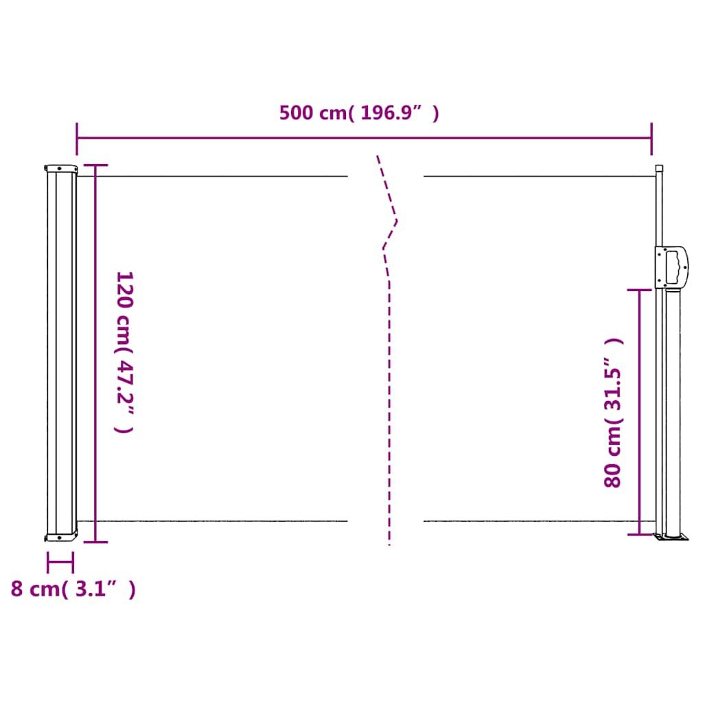 Retractable Side Awning Beige 120x500 cm