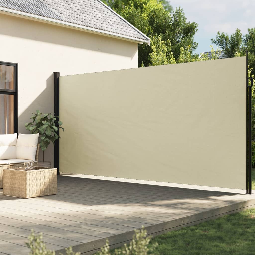 vidaXL Retractable Side Awning Cream 200x600 cm