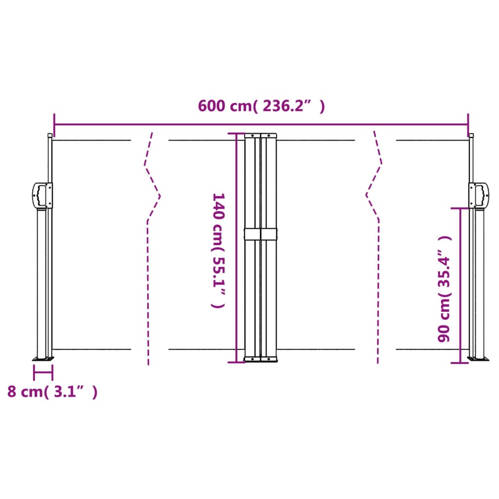 vidaXL Retractable Side Awning Red 140x600 cm