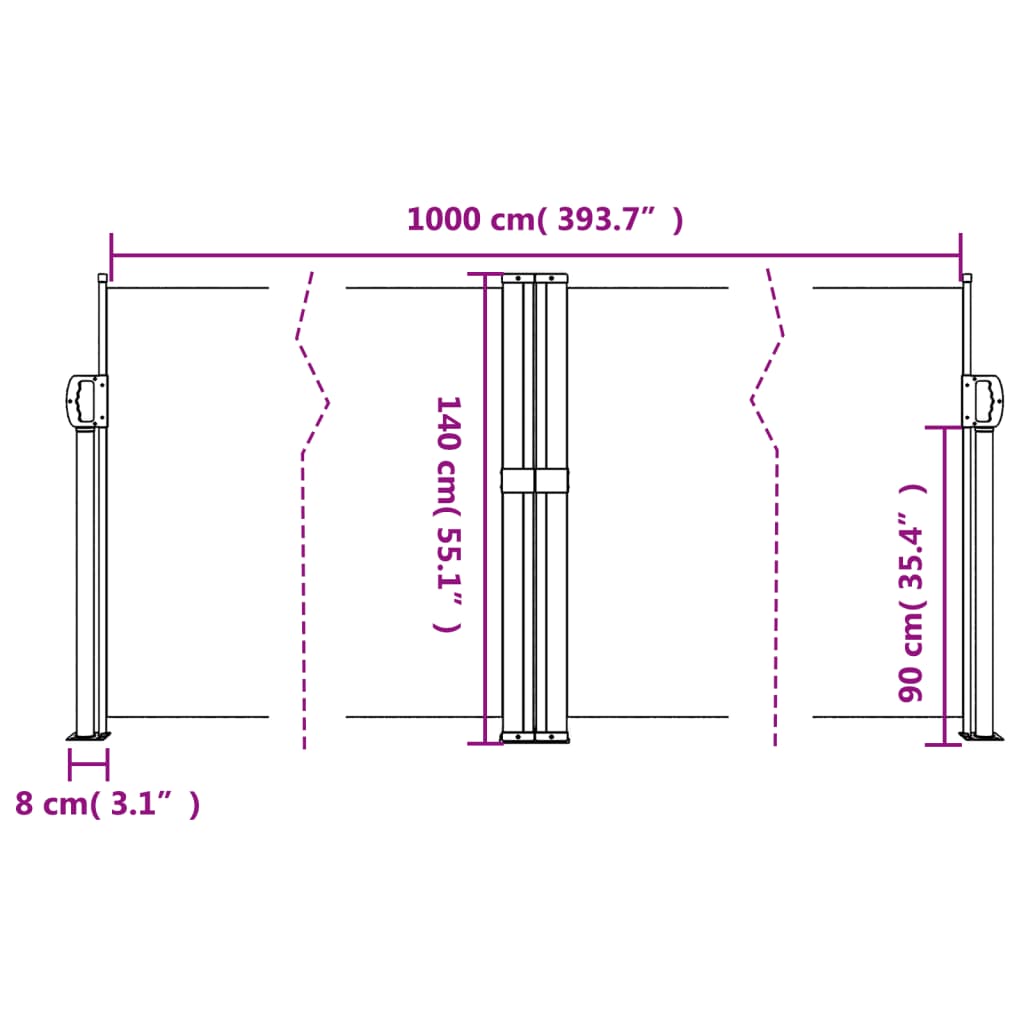 vidaXL Retractable Side Awning Red 140x1000 cm