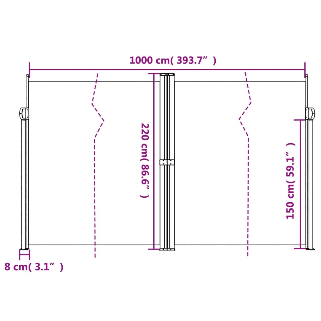 vidaXL Retractable Side Awning Dark Green 220x1000 cm