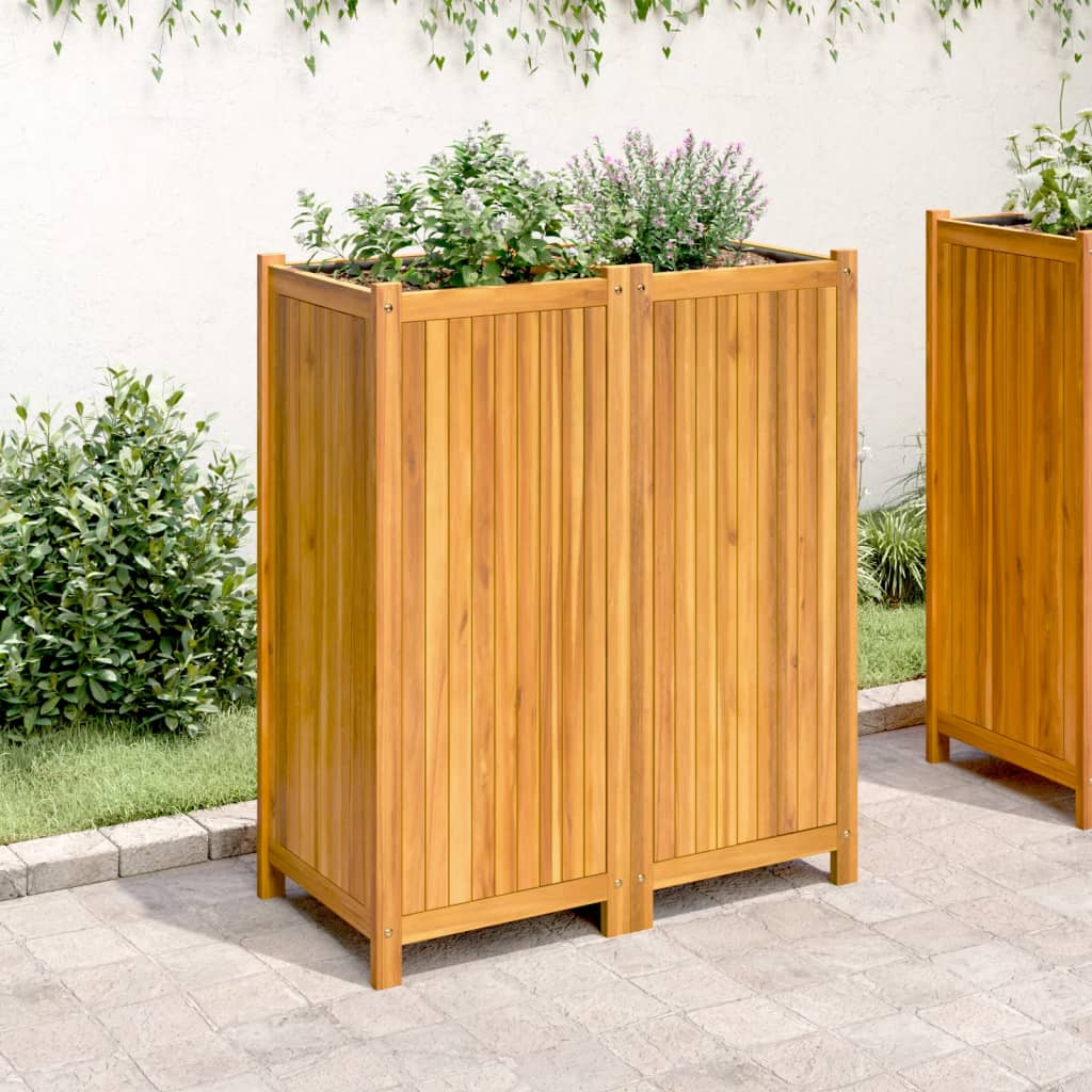 vidaXL Garden Planter with Liner 84x42x100 cm Solid Wood Acacia