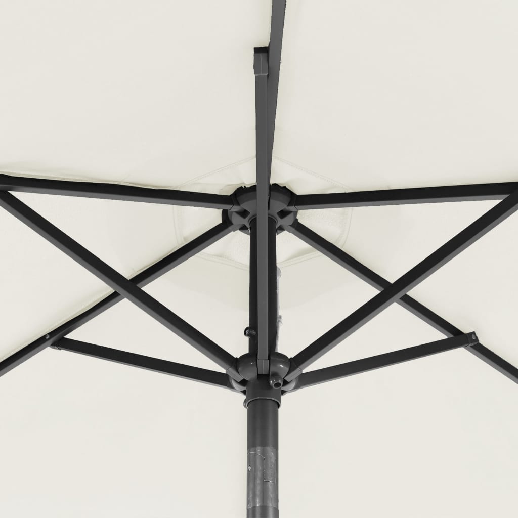 Garden Parasol with LEDs and Steel Pole White 225x225x212cm