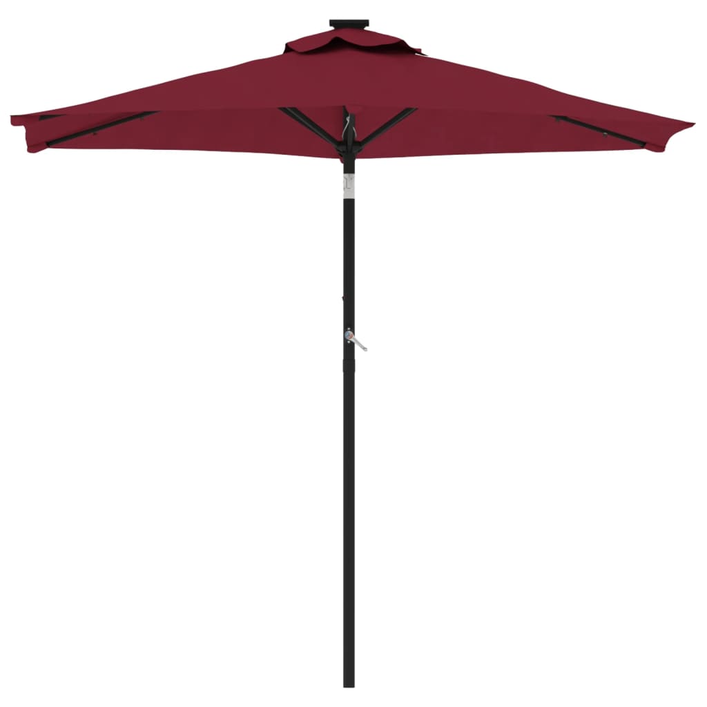 Garden Parasol with LEDs&Steel Pole Bordeaux Red 225x225x212cm