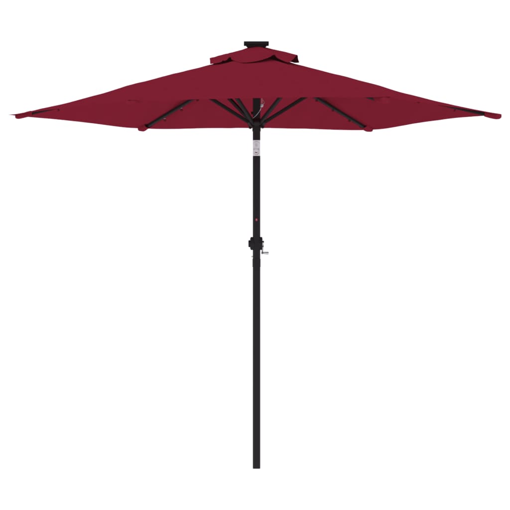 Garden Parasol with LEDs&Steel Pole Bordeaux Red 225x225x212cm