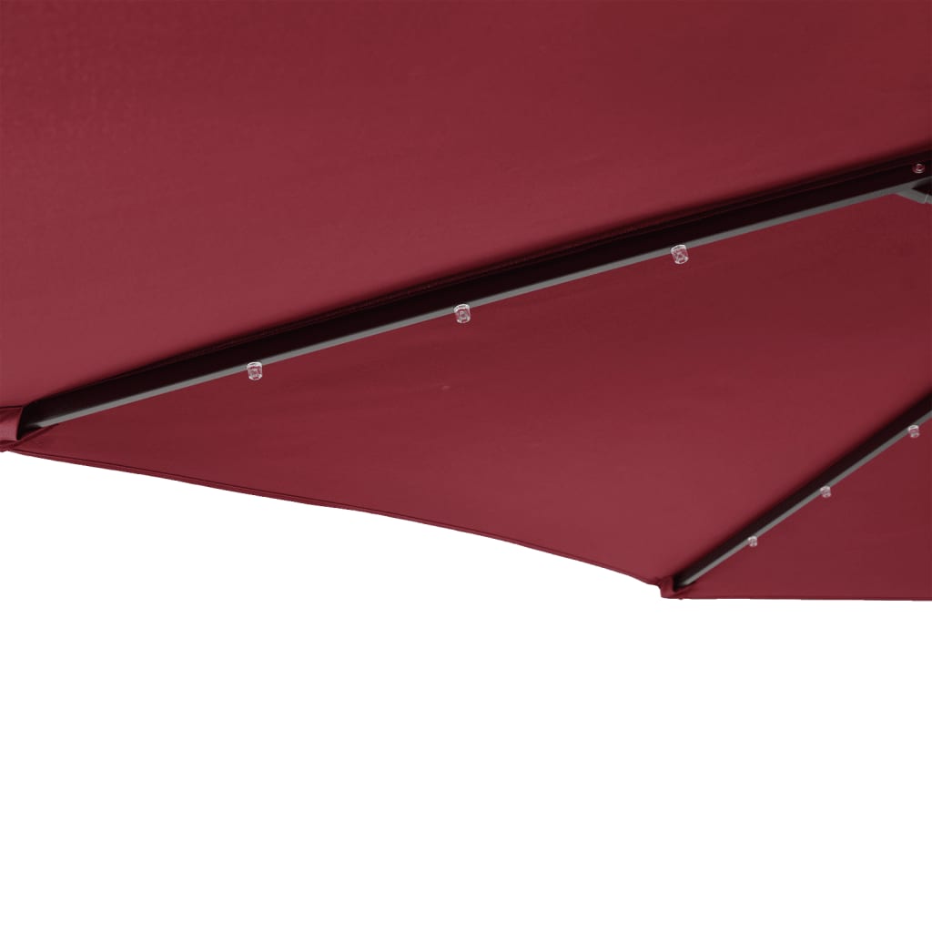 Garden Parasol with LEDs&Steel Pole Bordeaux Red 225x225x212cm