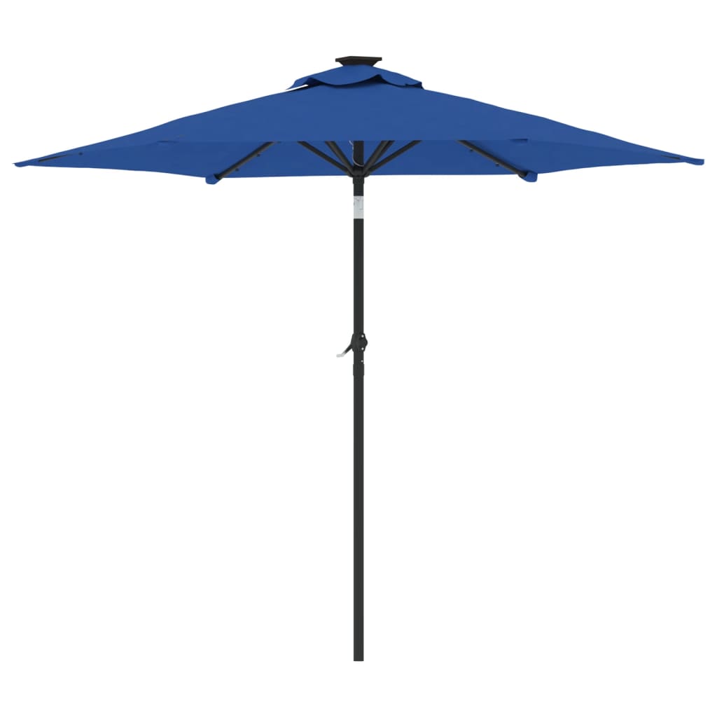 Garden Parasol with LEDs&Steel Pole Azure Blue 225x225x212cm
