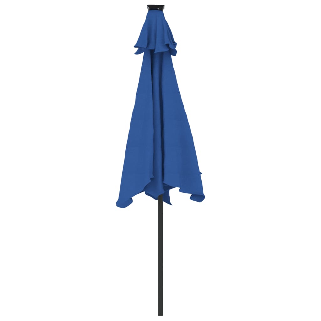 Garden Parasol with LEDs&Steel Pole Azure Blue 225x225x212cm