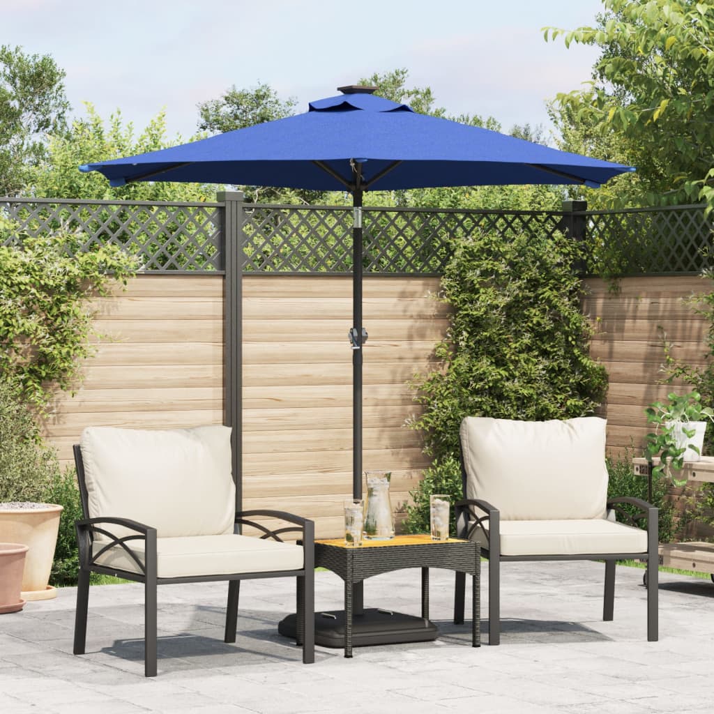 Garden Parasol with LEDs&Steel Pole Azure Blue 225x225x212cm