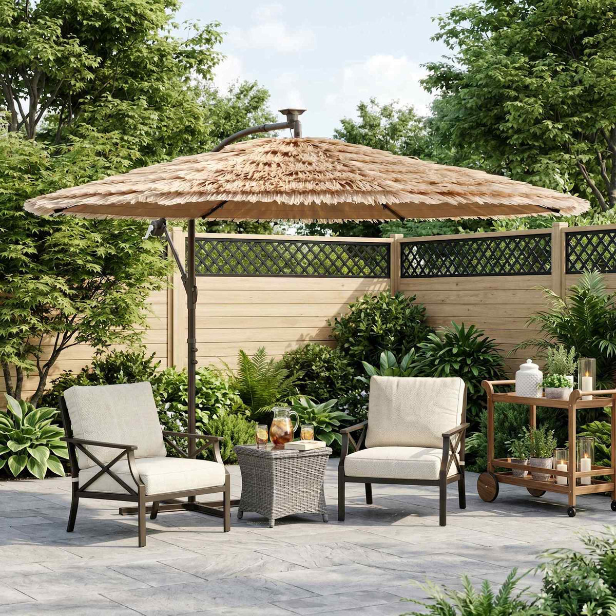 Garden Parasol with Steel Pole Brown 269x269x235 cm