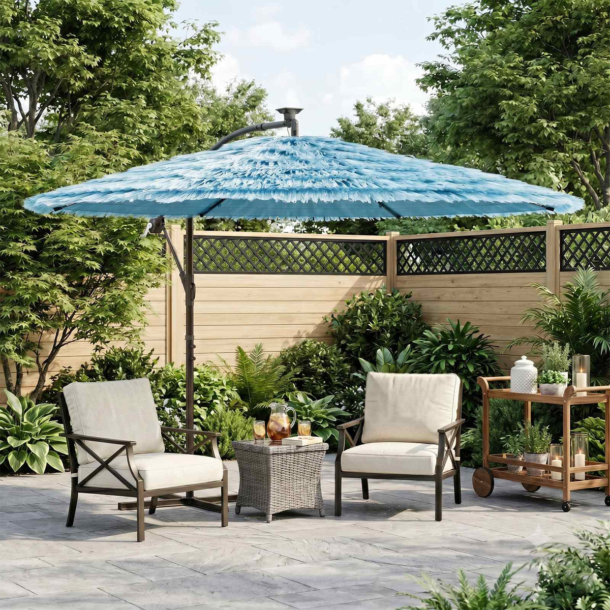 Garden Parasol with Steel Pole Blue 269x269x235 cm