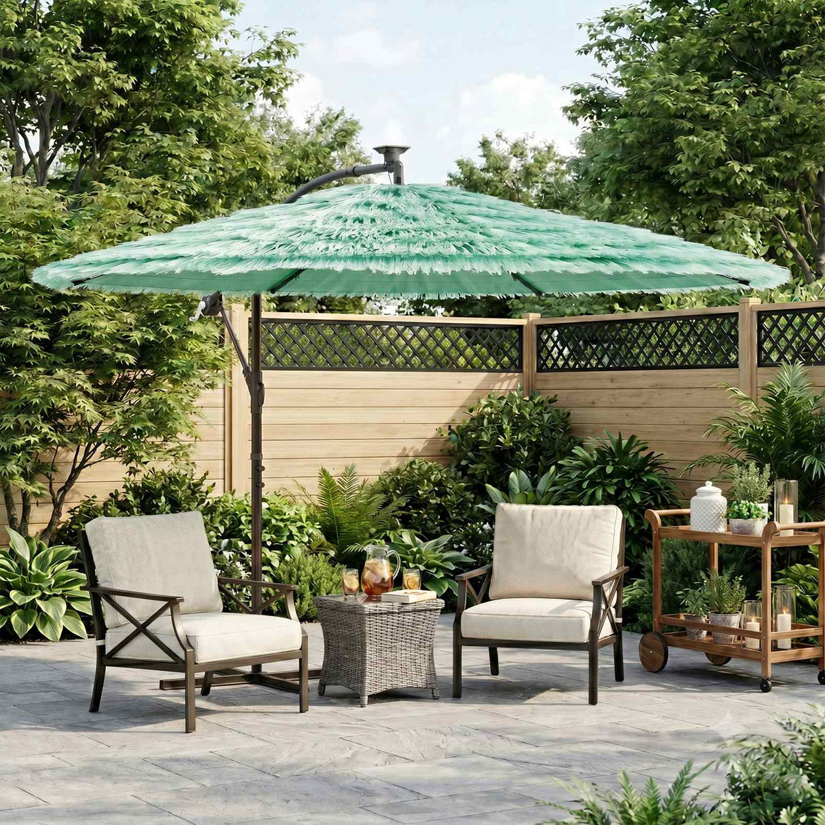 Garden Parasol with Steel Pole Green 269x269x235 cm