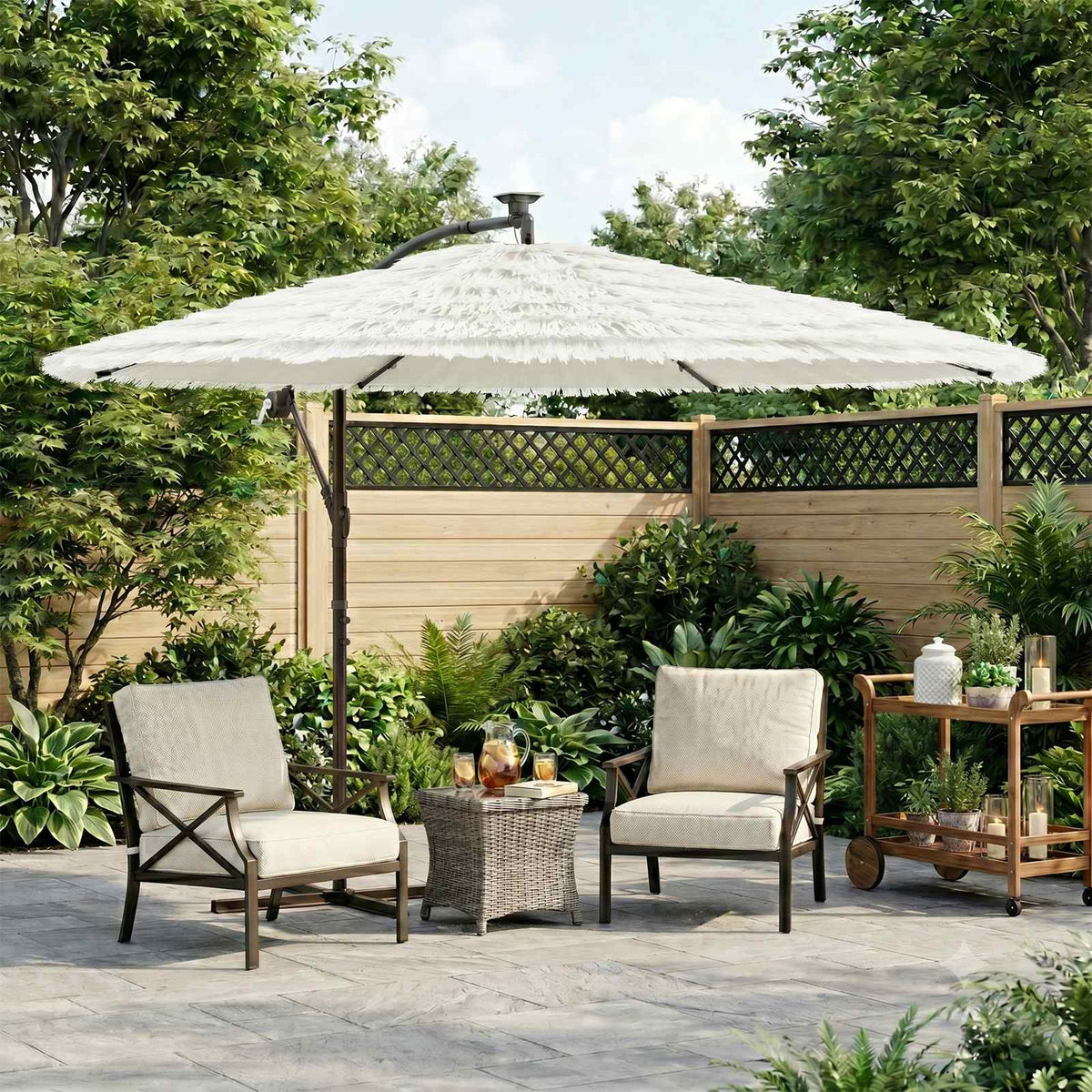 Garden Parasol with Steel Pole White 290x290x238 cm