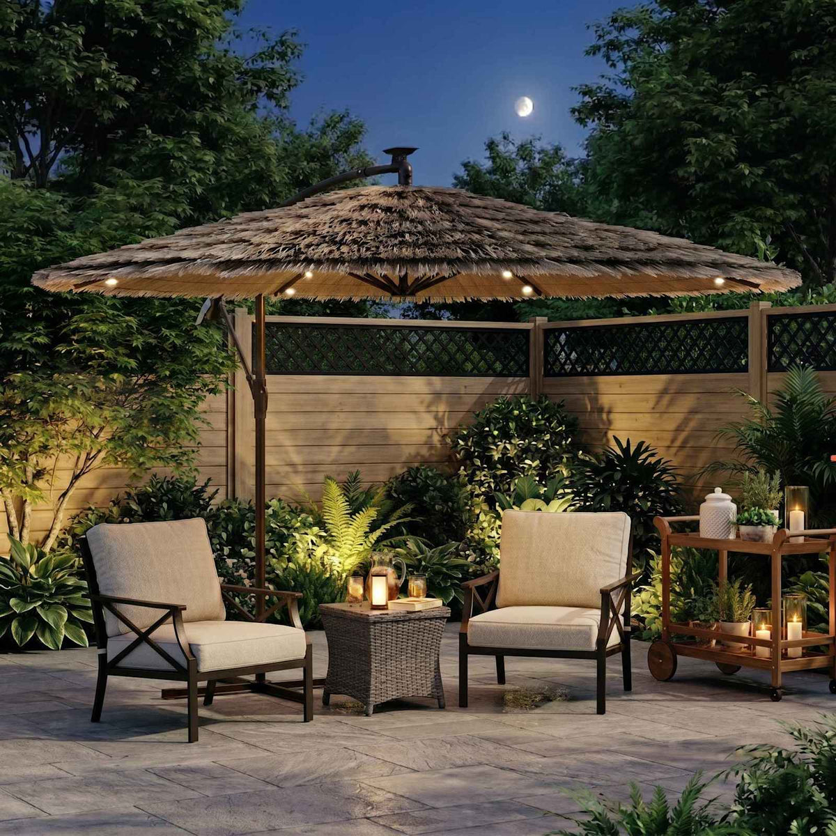 Garden Parasol with LEDs and Steel Pole Brown 246x246x230 cm