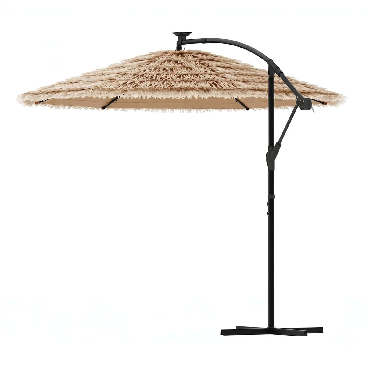 Garden Parasol with LEDs and Steel Pole Brown 246x246x230 cm