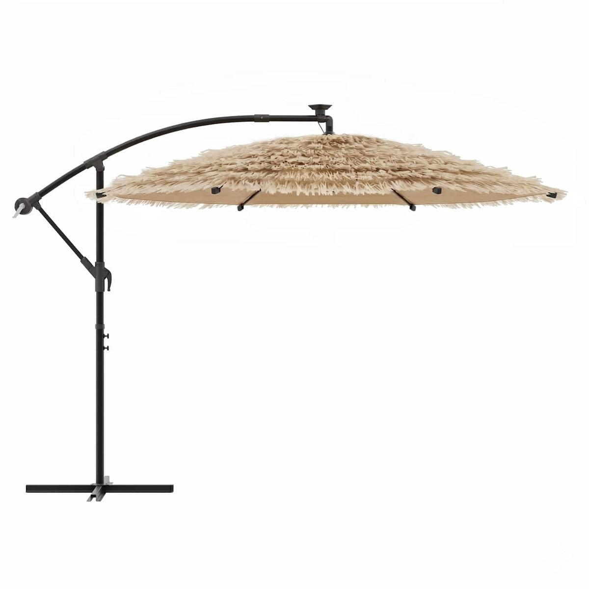 Garden Parasol with LEDs and Steel Pole Brown 246x246x230 cm