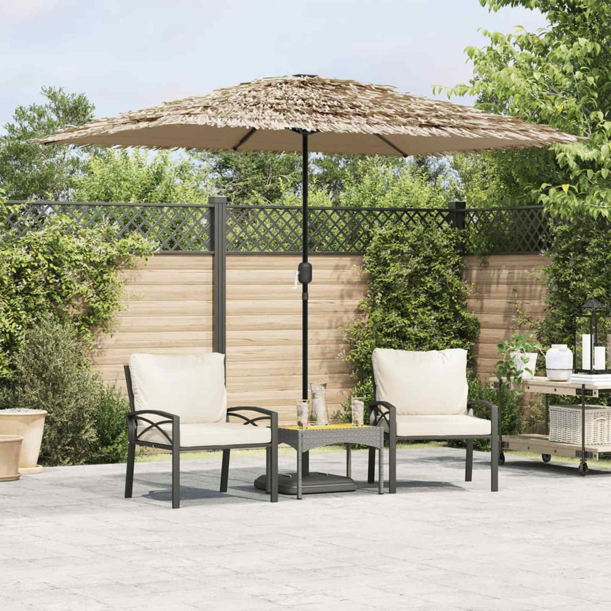 Garden Parasol with Steel Pole Brown 300x200x250 cm