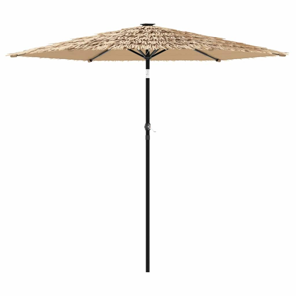 vidaXL Garden Parasol with LEDs and Steel Pole Brown 223x223x213 cm