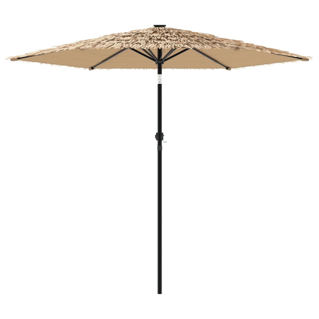 vidaXL Garden Parasol with LEDs and Steel Pole Brown 223x223x213 cm