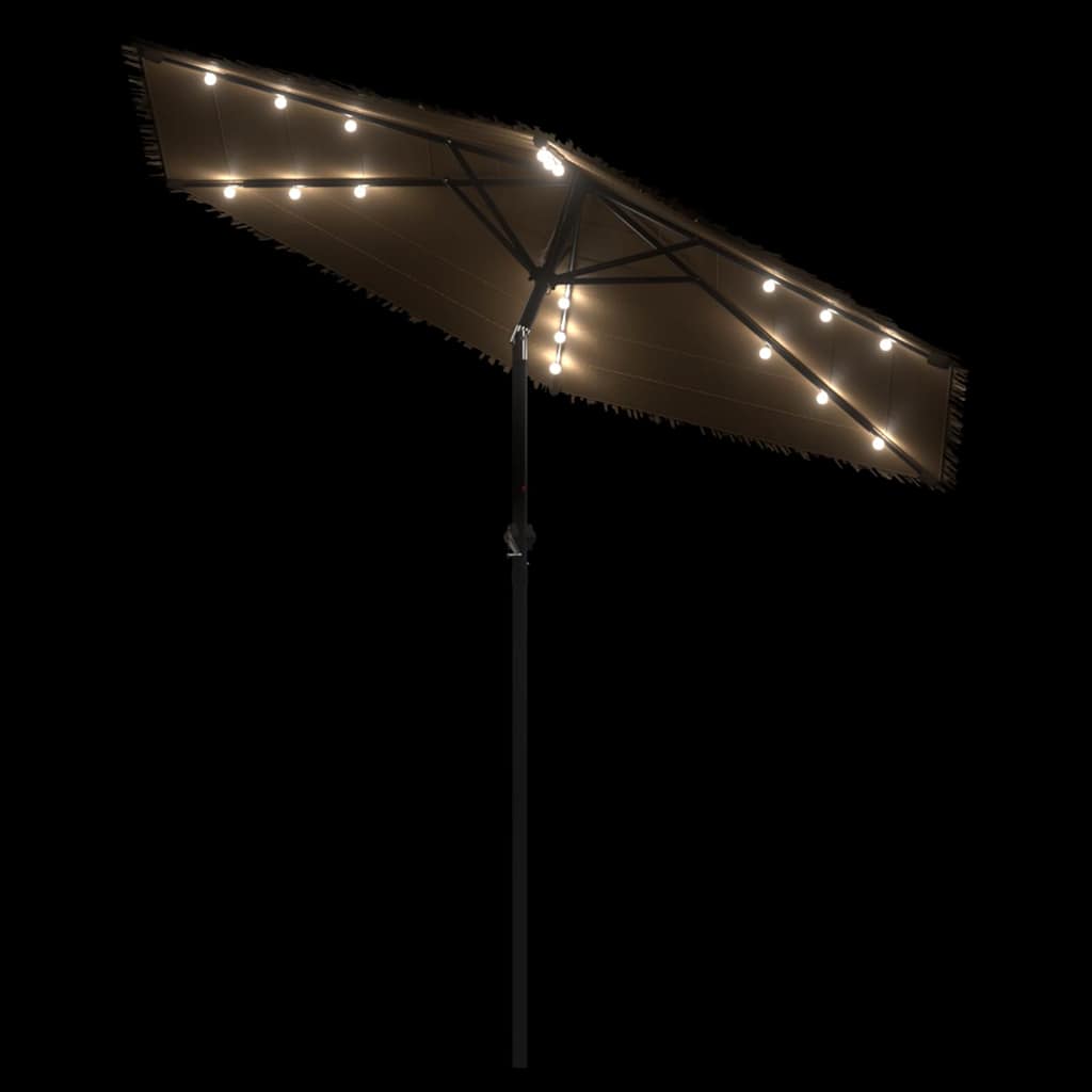 vidaXL Garden Parasol with LEDs and Steel Pole Brown 223x223x213 cm