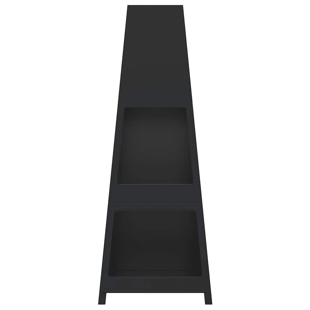 Outdoor Fireplace with Log Store Tower Design Black Steel