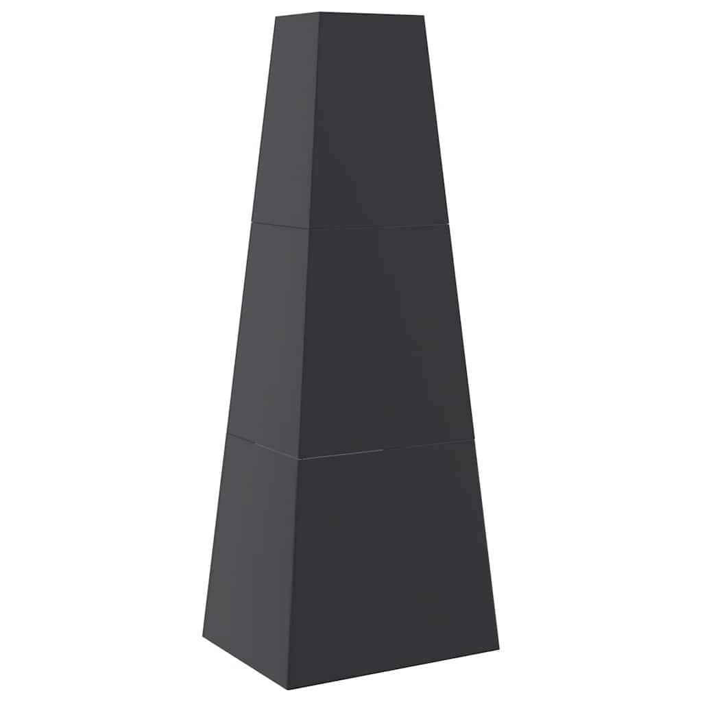 Outdoor Fireplace with Log Store Tower Design Black Steel