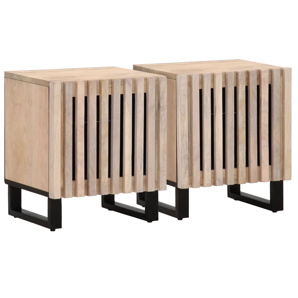 vidaXL Bedside Cabinets 2 pcs 40x34x46 cm Solid Wood Bleached Mango