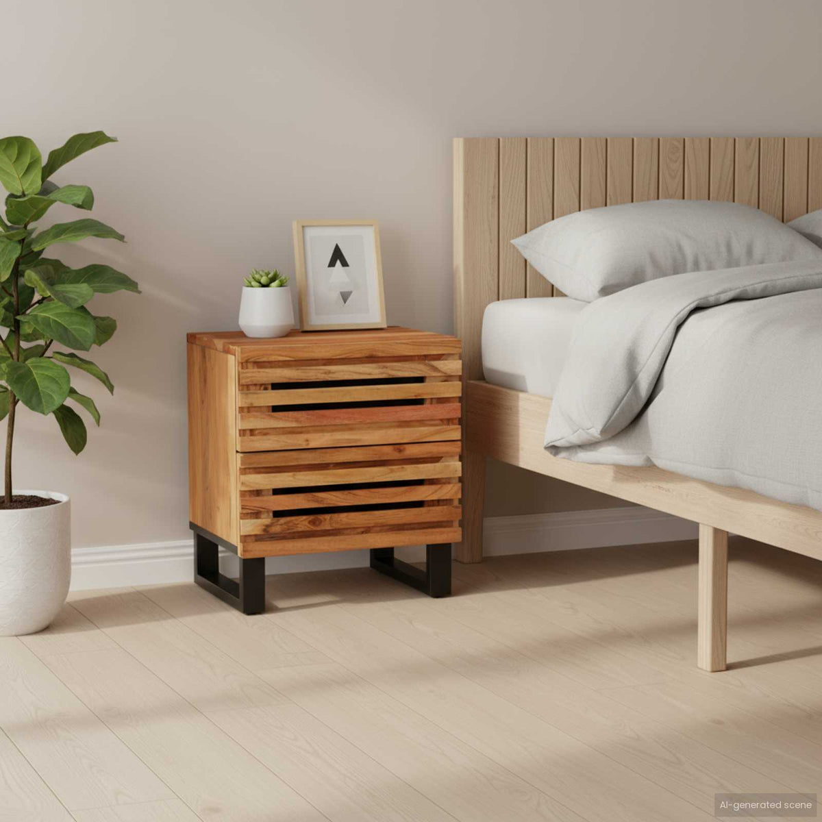 Bedside Cabinets 2 pcs 40x34x46 cm Solid Wood Acacia